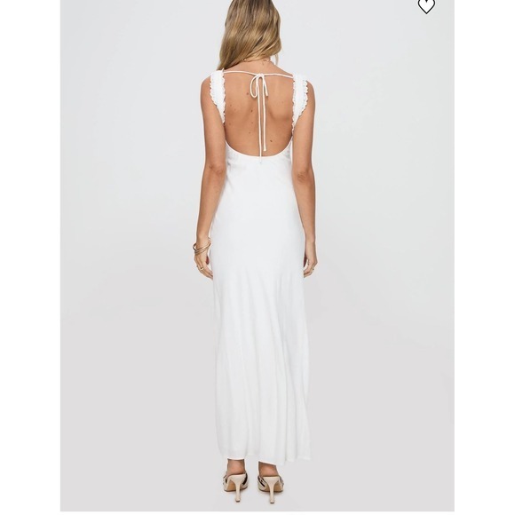 Princess Polly Lillette White Linen Maxi Dress Lace Trim Square Neck Back Tie
4 - Picture 3 of 10